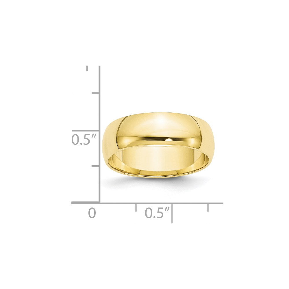10K Yellow Gold 6mm Lightweight Half Round Wedding Band Size 4