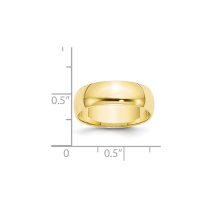 10K Yellow Gold 6mm Lightweight Half Round Wedding Band Size 13.5