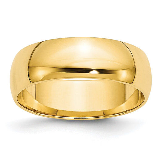 10K Yellow Gold 6mm Lightweight Half Round Wedding Band Size 13.5
