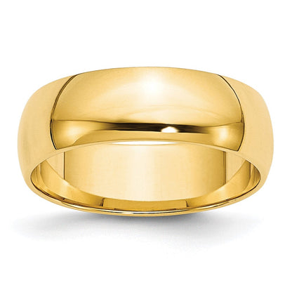 10k Yellow Gold 6mm Lightweight Half Round Wedding Band Ring