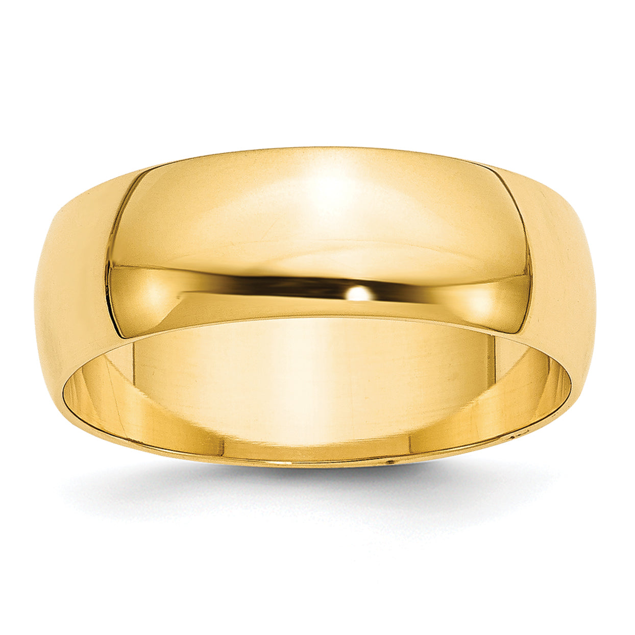 10K Yellow Gold 7mm Lightweight Half Round Wedding Band Size 5