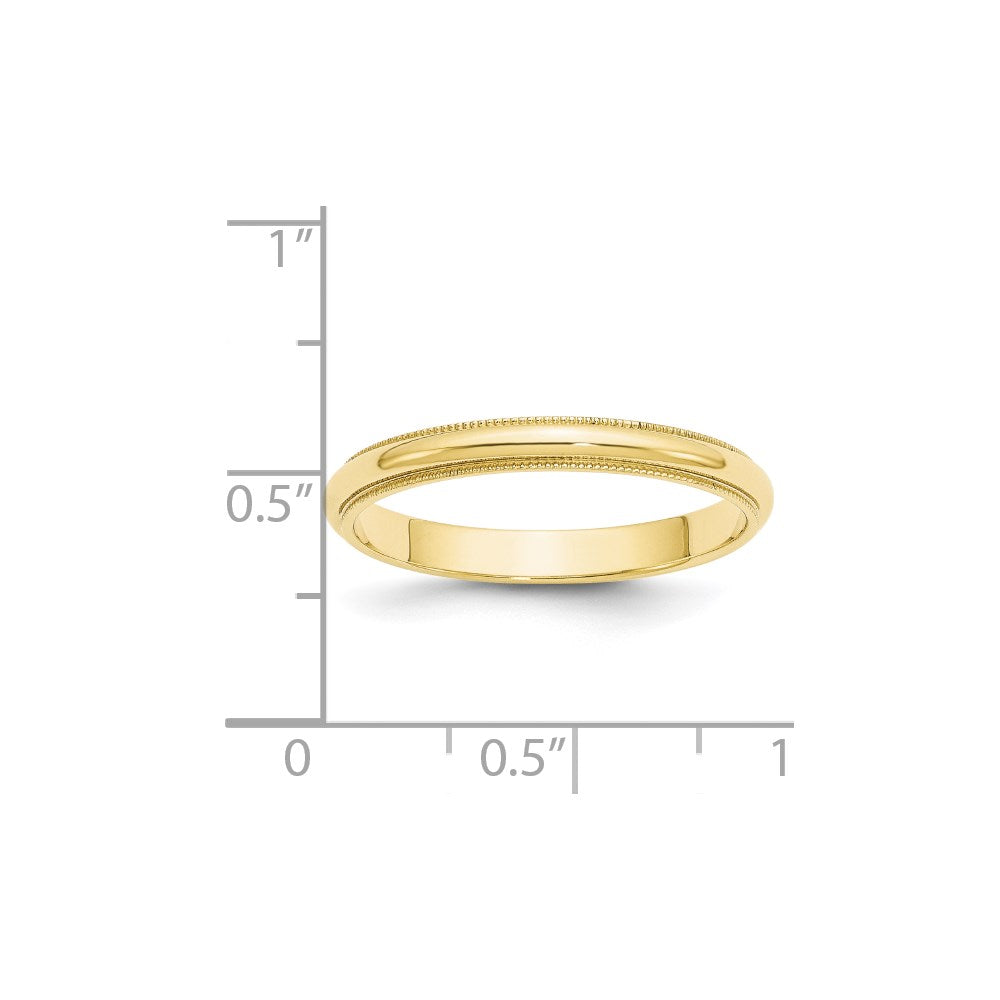 10k Yellow Gold 3mm Milgrain Half Round Wedding Band Ring