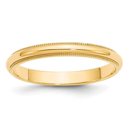10k Yellow Gold 3mm Milgrain Half Round Wedding Band Ring