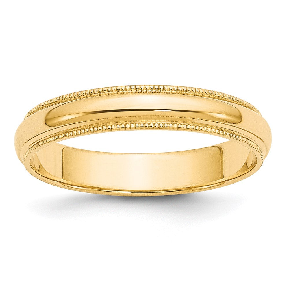 10k Yellow Gold 4mm Milgrain Half Round Wedding Band Ring