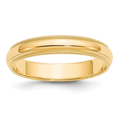 10k Yellow Gold 4mm Milgrain Half Round Wedding Band Ring