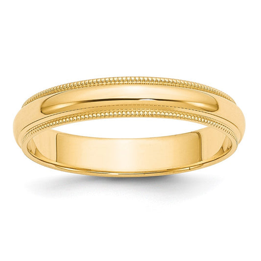 10k Yellow Gold 4mm Milgrain Half Round Wedding Band Ring