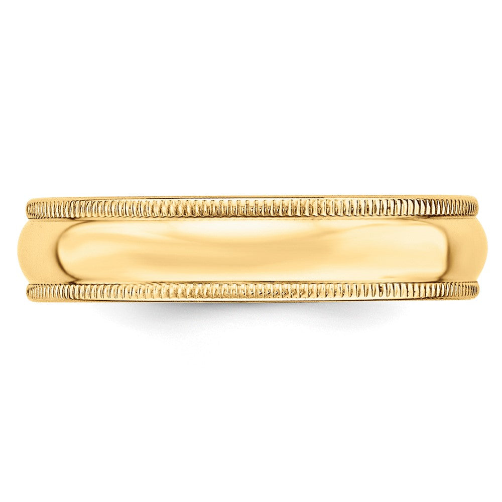 10k Yellow Gold 5mm Milgrain Half Round Wedding Band Ring