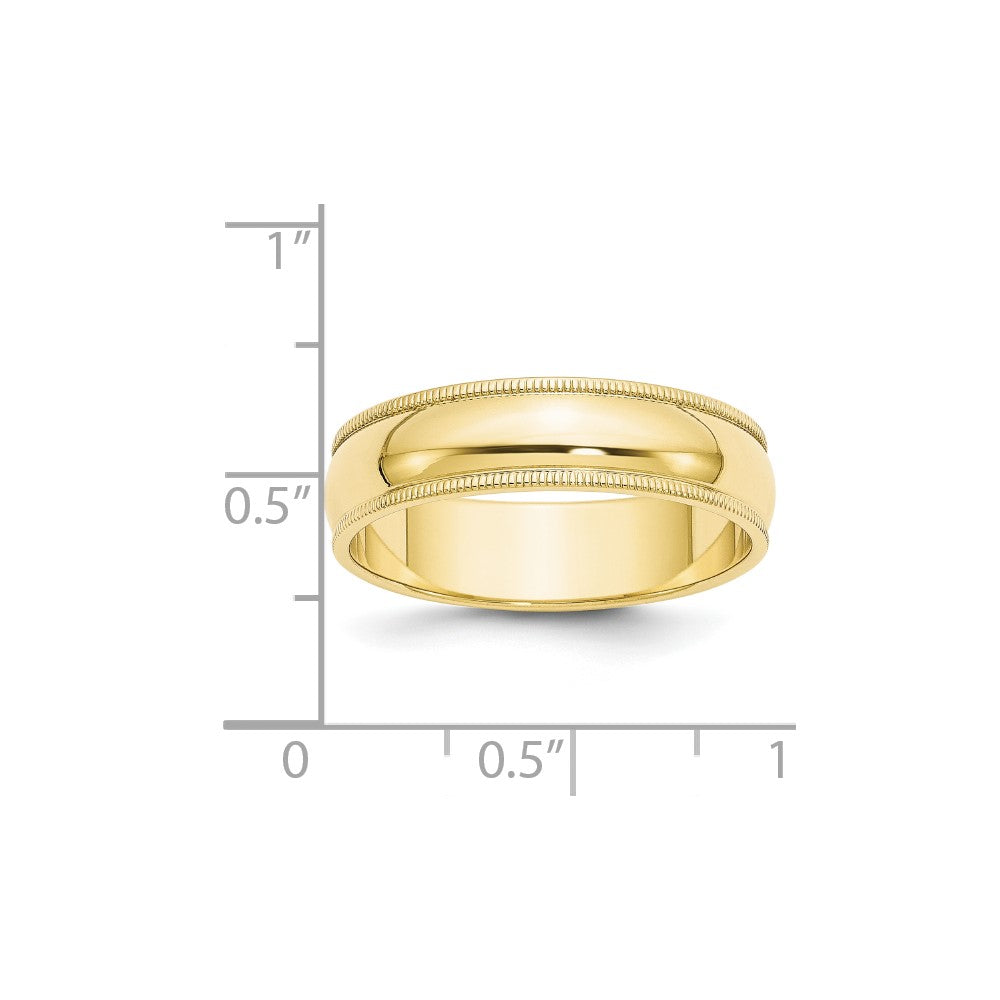 10k Yellow Gold 6mm Milgrain Half Round Wedding Band Ring
