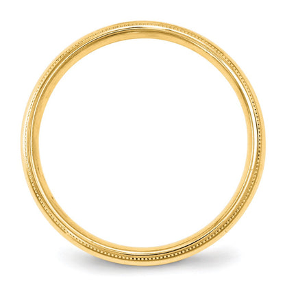10k Yellow Gold 4mm Milgrain Half Round Comfort Fit Wedding Band Ring