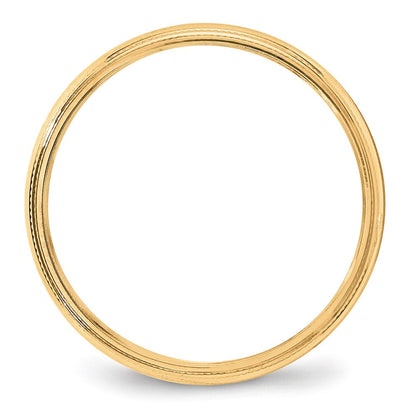 10k Yellow Gold 4mm Lightweight Milgrain Half Round Wedding Band Ring