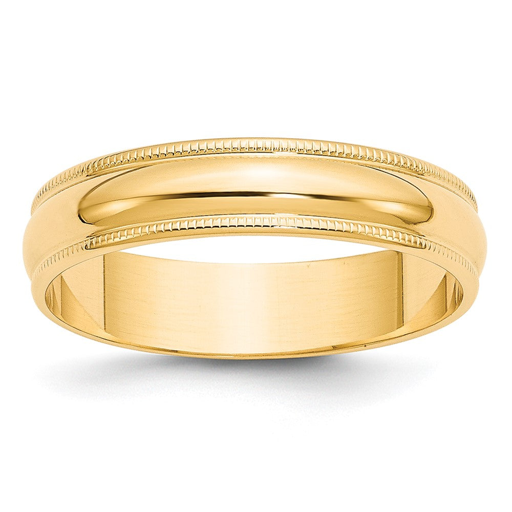10k Yellow Gold 5mm Lightweight Milgrain Half Round Wedding Band Ring