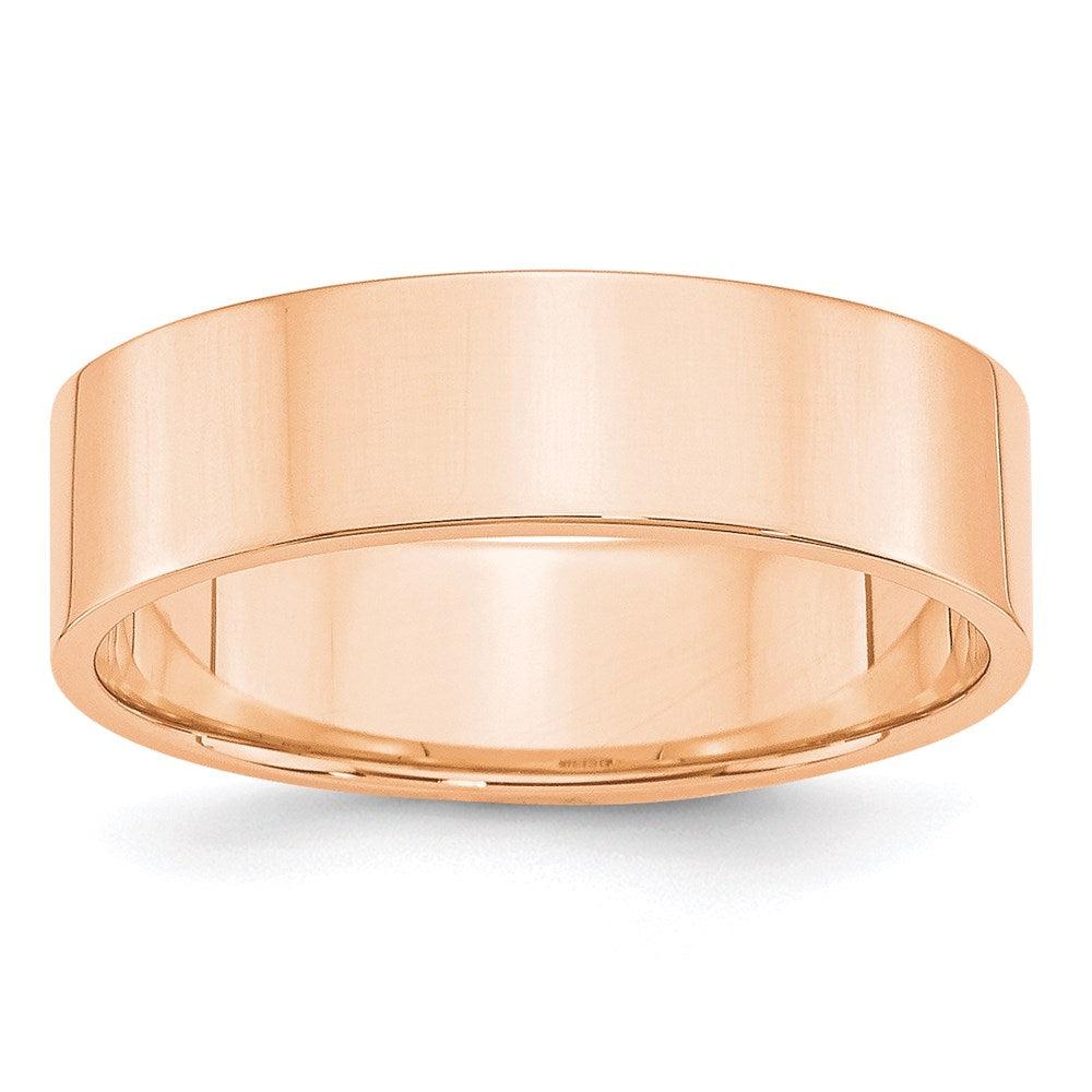 10k Rose Gold 6mm Lightweight Flat Wedding Band Ring