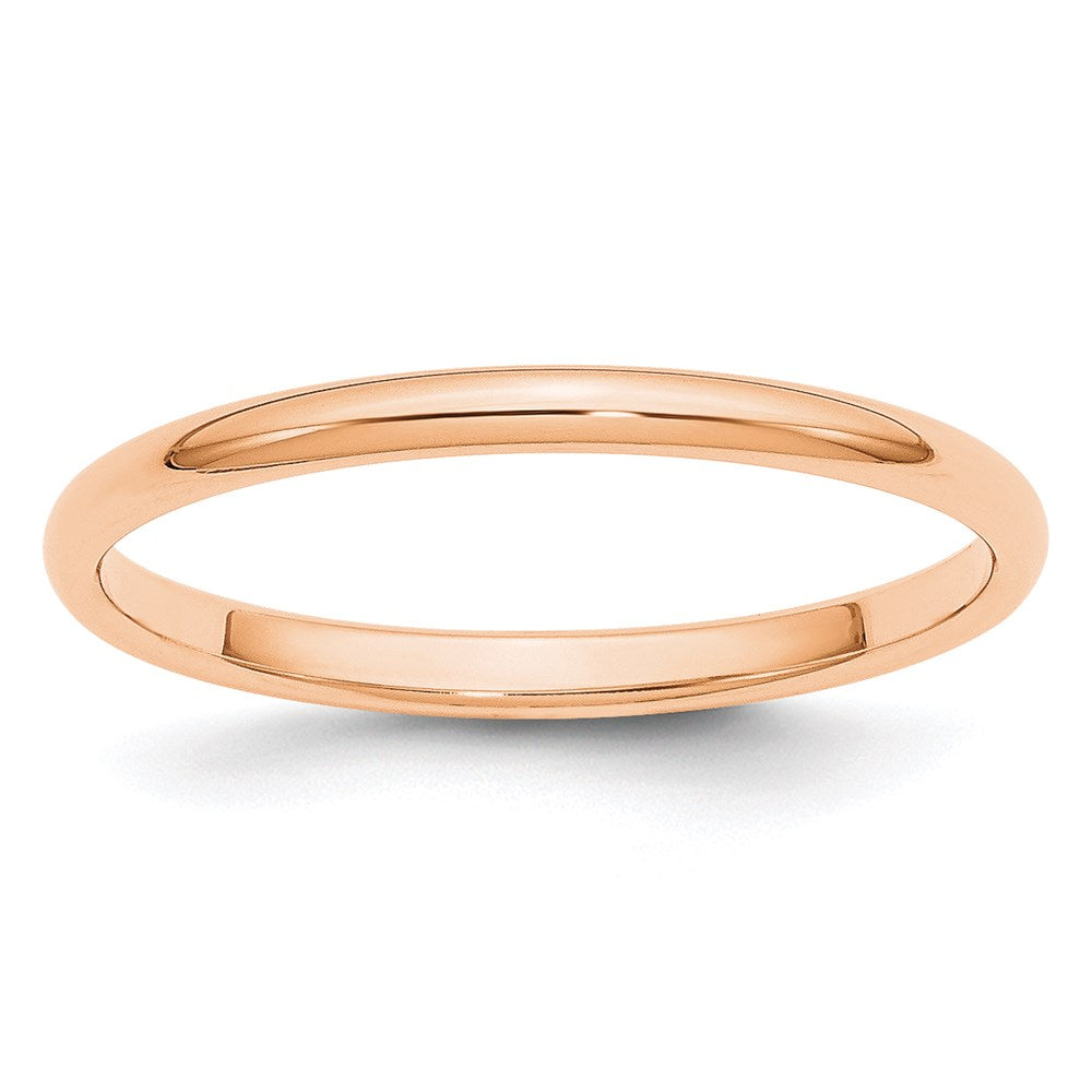 10k Rose Gold 2mm Half Round Wedding Band Ring