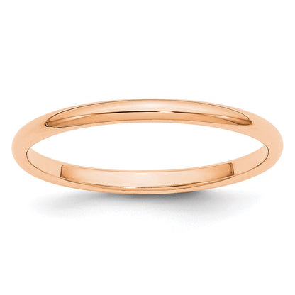 10k Rose Gold 2mm Half Round Wedding Band Ring