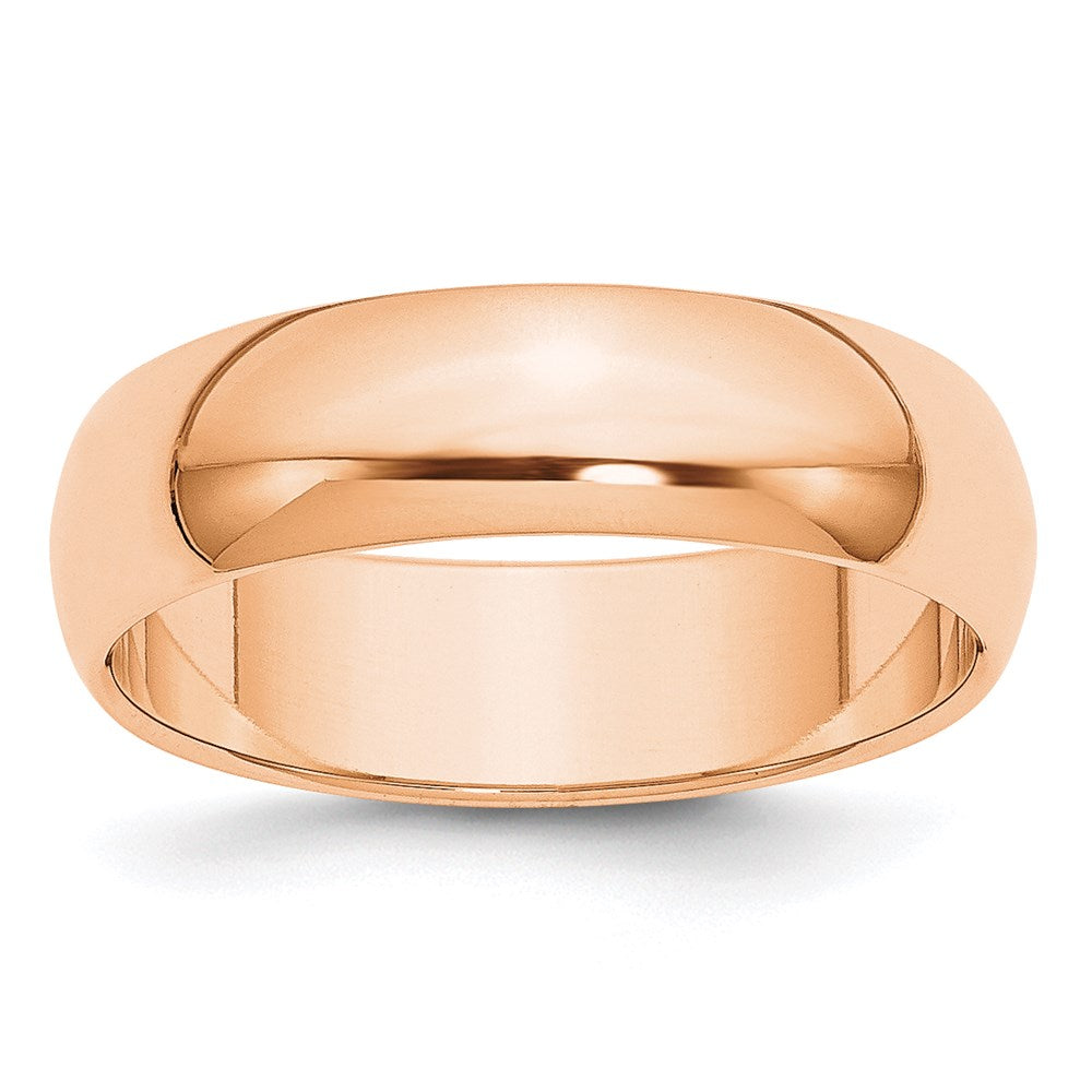 10k Rose Gold 6mm Half Round Wedding Band Ring