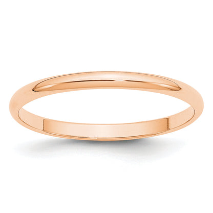 10K Rose Gold 2mm Lightweight Half Round Wedding Band Size 4.5