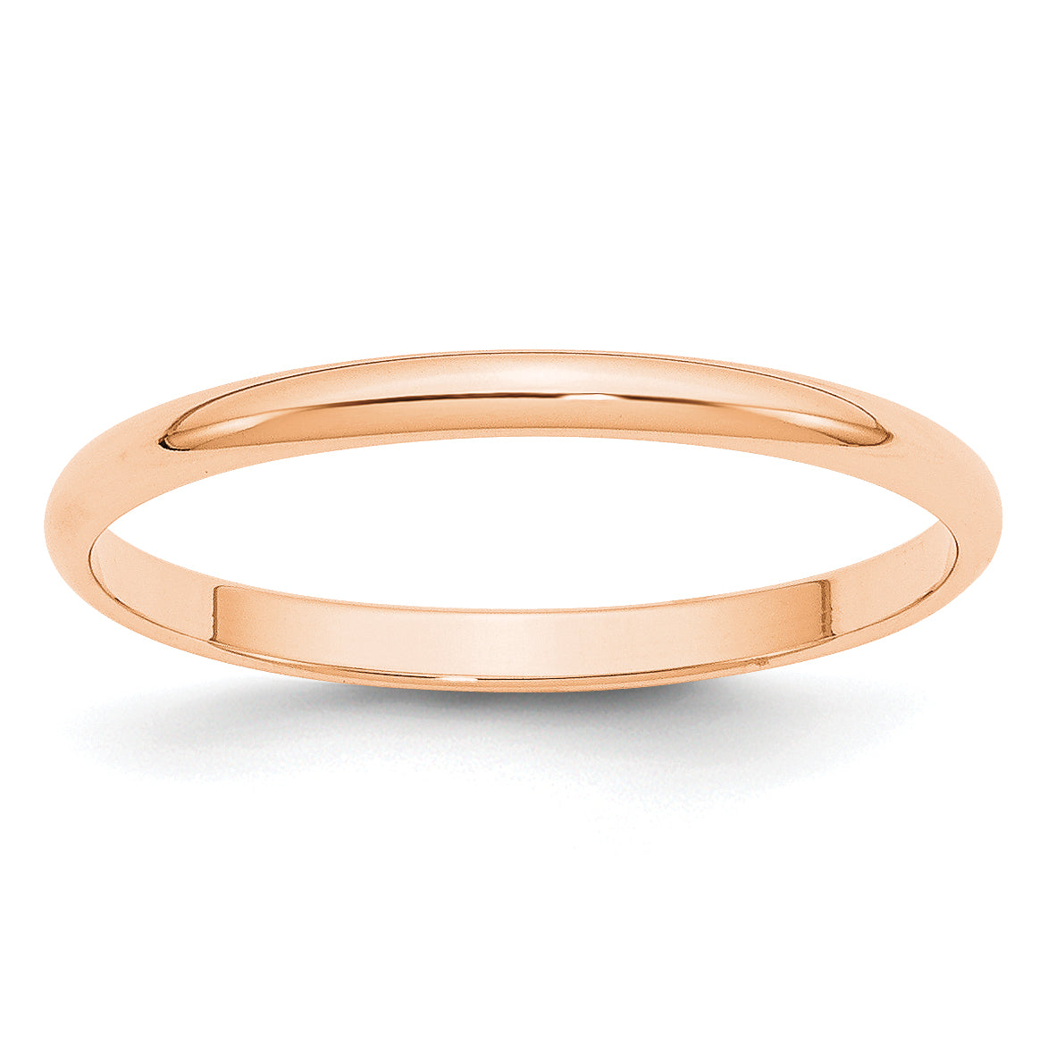 10K Rose Gold 2mm Lightweight Half Round Wedding Band Size 7.5