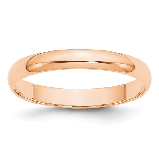 10K Rose Gold 3mm Lightweight Half Round Wedding Band Size 5.5