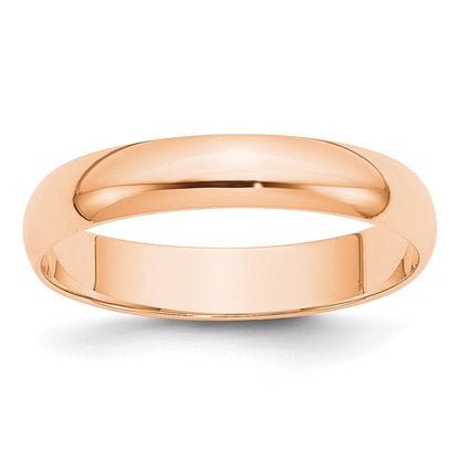 10k Rose Gold 4mm Lightweight Half Round Wedding Band Ring