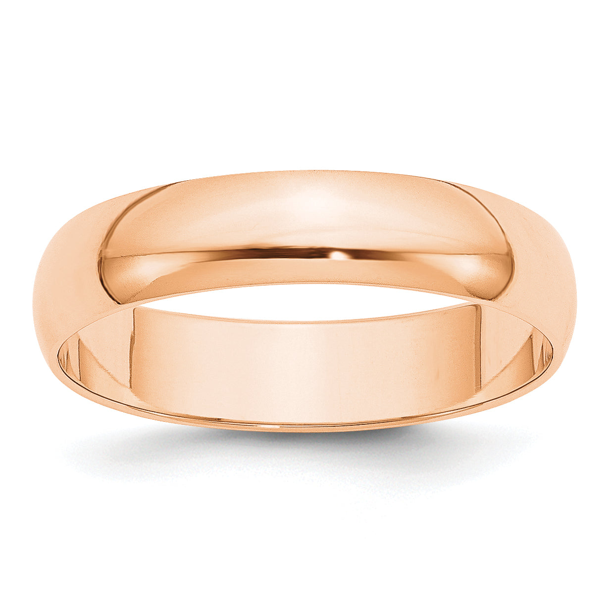 10K Rose Gold 5mm Lightweight Half Round Wedding Band Size 11