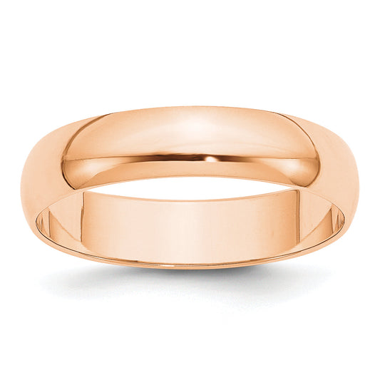 10K Rose Gold 5mm Lightweight Half Round Wedding Band Size 4.5