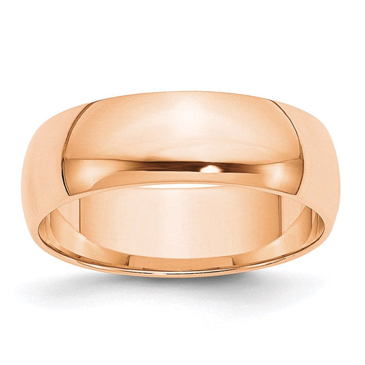 10k Rose Gold 6mm Lightweight Half Round Wedding Band Ring