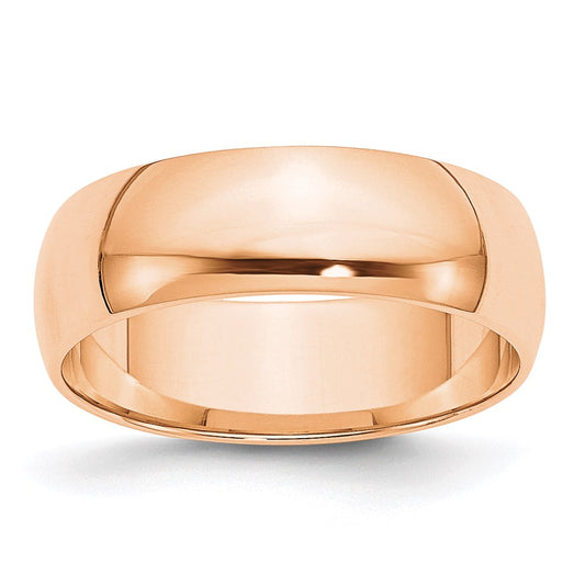 10K Rose Gold 6mm Lightweight Half Round Wedding Band Size 11
