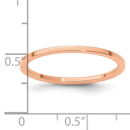 10K Rose Gold 10K 1.2mm Flat Polished Stackable Band Size 7.5