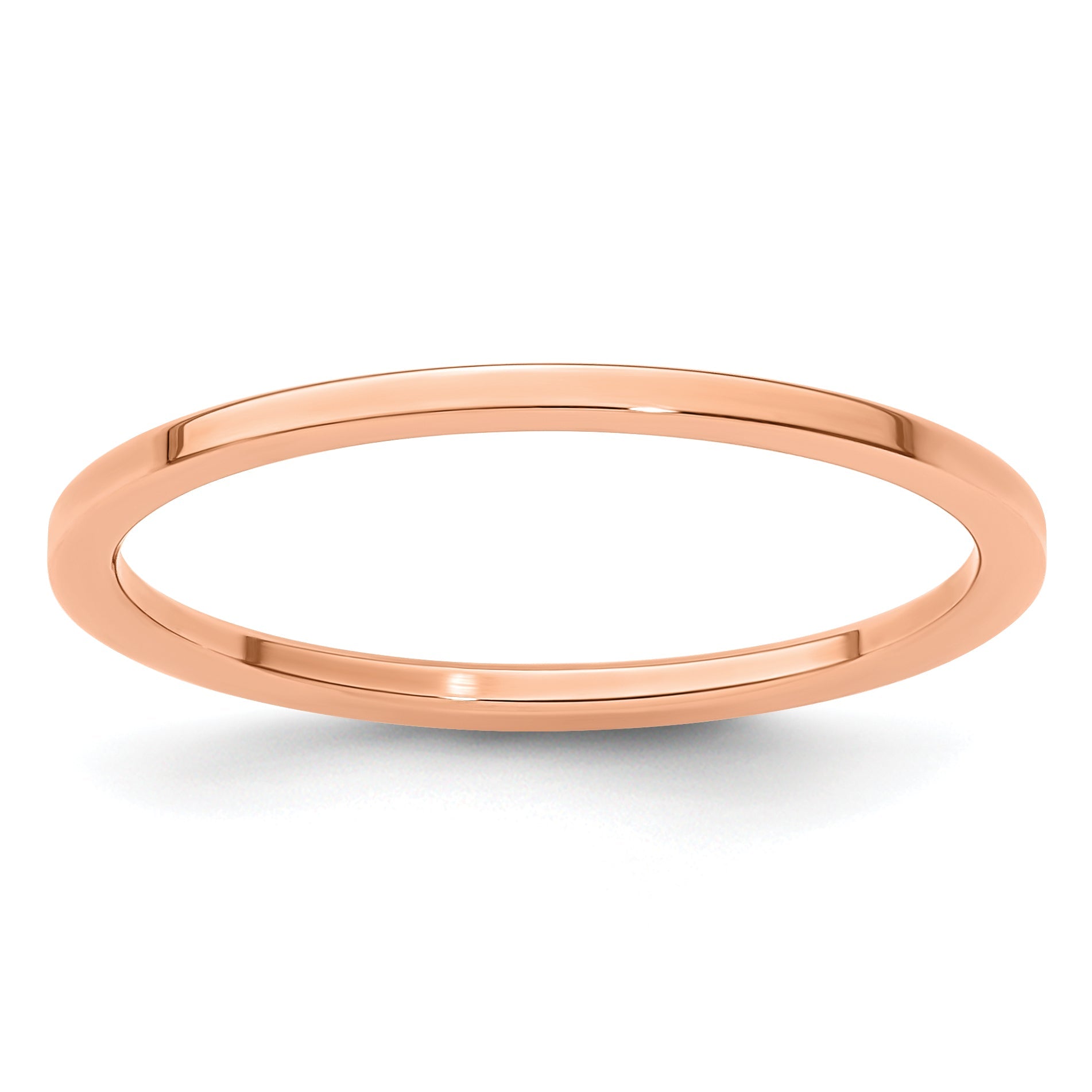 10K Rose Gold 10K 1.2mm Flat Polished Stackable Band Size 6.5