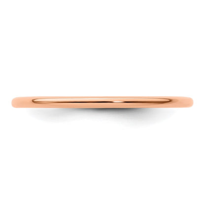 10K Rose Gold 10K 1.2mm Half Round Polished Stackable Band Size 9