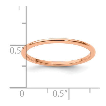10K Rose Gold 10K 1.2mm Half Round Polished Stackable Band Size 7.5