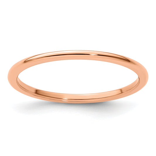 10K Rose Gold 10K 1.2mm Half Round Polished Stackable Band Size 6.5