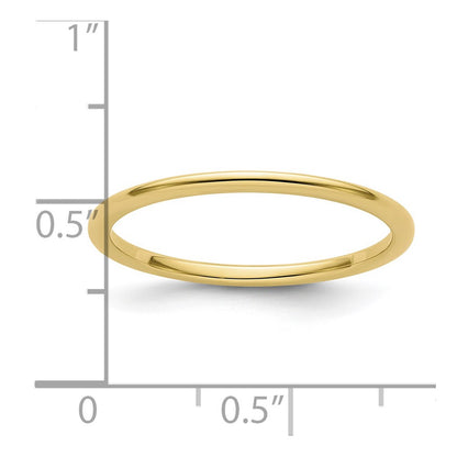 10K Yellow Gold 10K 1.2mm Half Round Polished Stackable Band Size 7