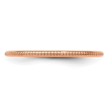 10K Rose Gold 10K 1.2mm Beaded Stackable Band Size 8.5