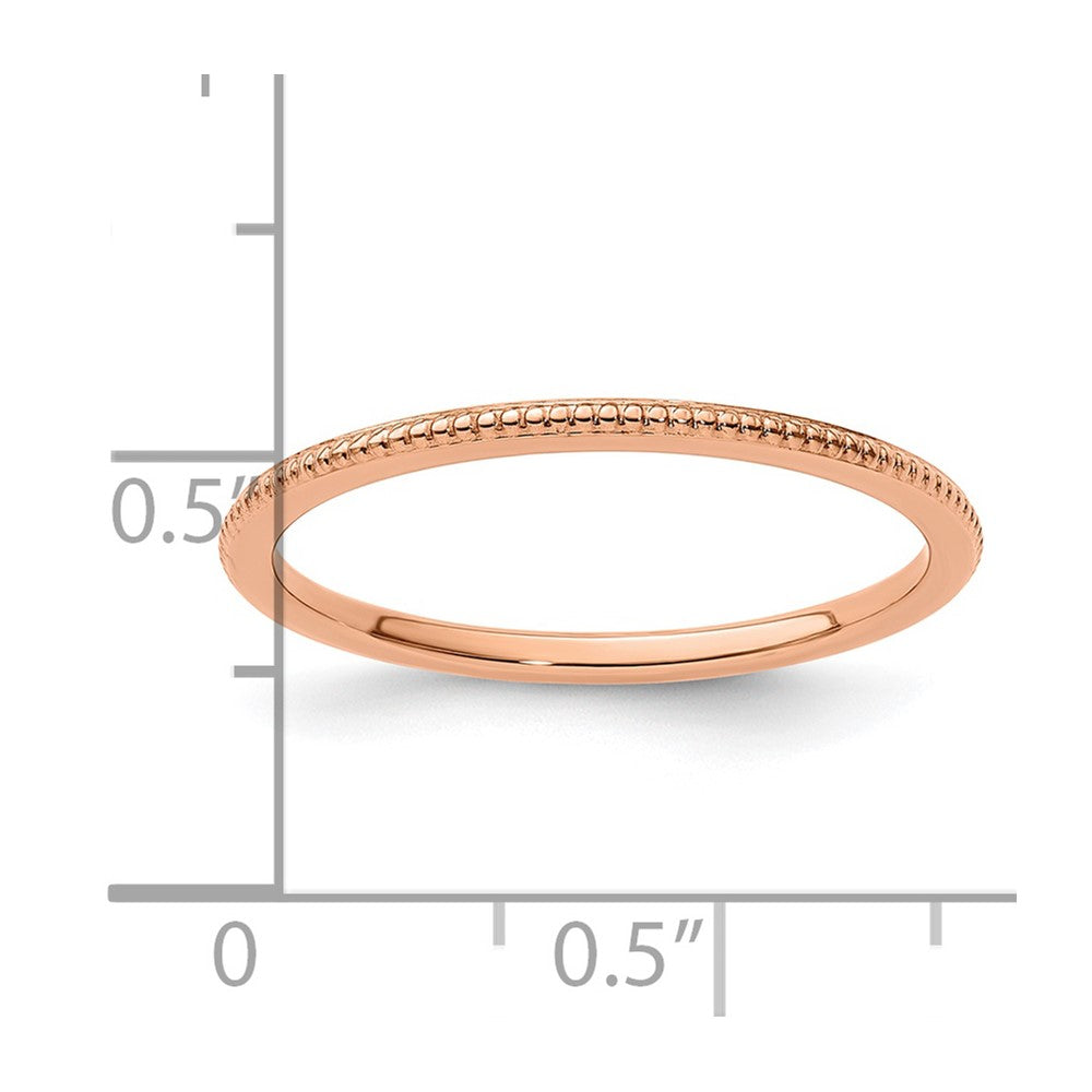 10K Rose Gold 10K 1.2mm Beaded Stackable Band Size 9.5