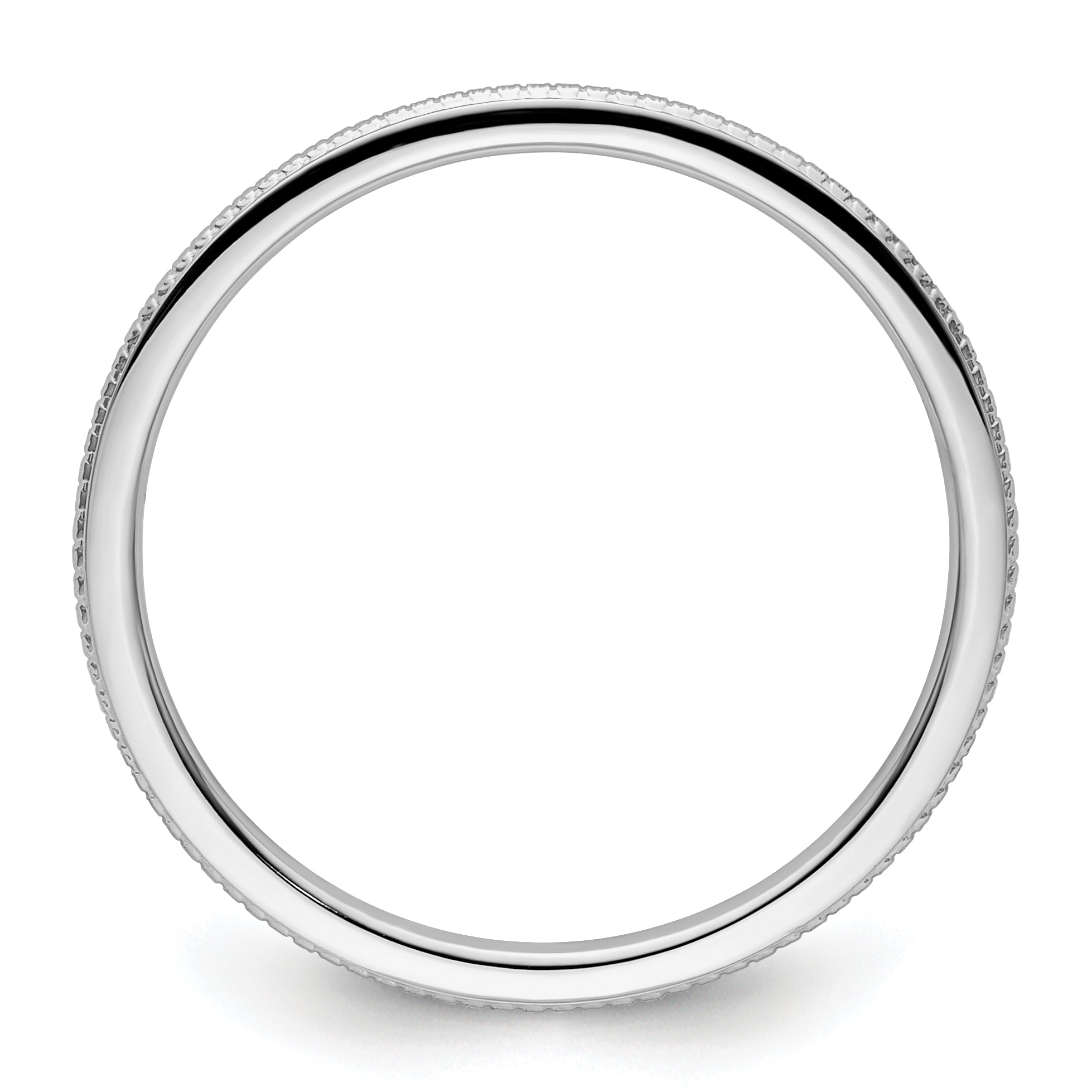 10K White Gold 10K 1.2mm Beaded Stackable Band Size 9.5