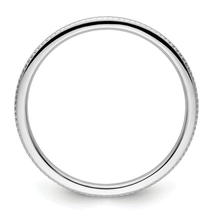 10K White Gold 10K 1.2mm Beaded Stackable Band Size 9.5