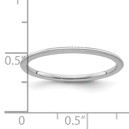 10K White Gold 10K 1.2mm Beaded Stackable Band Size 7.5