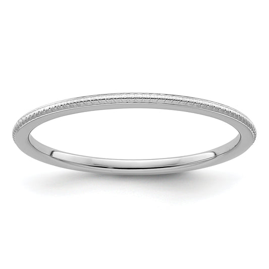 10K White Gold 10K 1.2mm Beaded Stackable Band Size 6.5