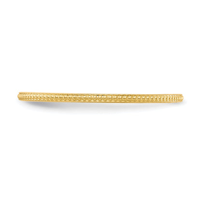 10K Yellow Gold 10K 1.2mm Beaded Stackable Band Size 9.5