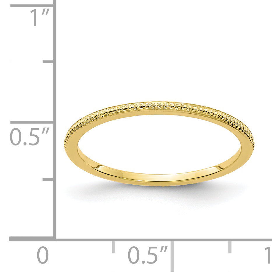 10K Yellow Gold 10K 1.2mm Beaded Stackable Band Size 6
