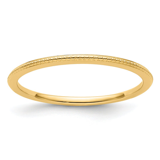 10K Yellow Gold 10K 1.2mm Beaded Stackable Band Size 4