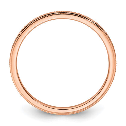 10K Rose Gold 10K 1.2mm Milgrain Stackable Band Size 10