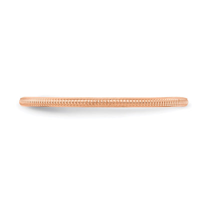10K Rose Gold 10K 1.2mm Milgrain Stackable Band Size 5.5