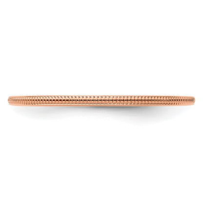 10K Rose Gold 10K 1.2mm Milgrain Stackable Band Size 8