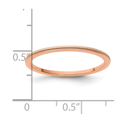 10K Rose Gold 10K 1.2mm Milgrain Stackable Band Size 9.5