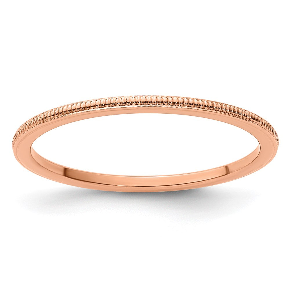 10K Rose Gold 10K 1.2mm Milgrain Stackable Band Size 8.5