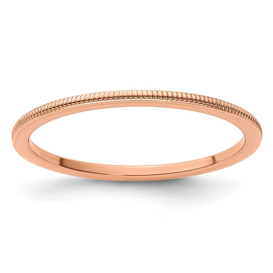 10K Rose Gold 10K 1.2mm Milgrain Stackable Band Size 7