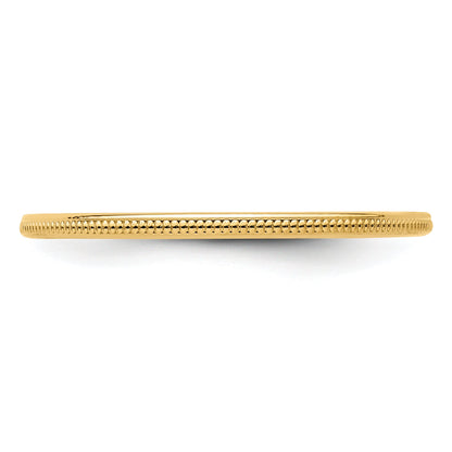 10K Yellow Gold 10K 1.2mm Milgrain Stackable Band Size 9