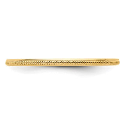 10K Yellow Gold 10K 1.2mm Milgrain Stackable Band Size 4.5